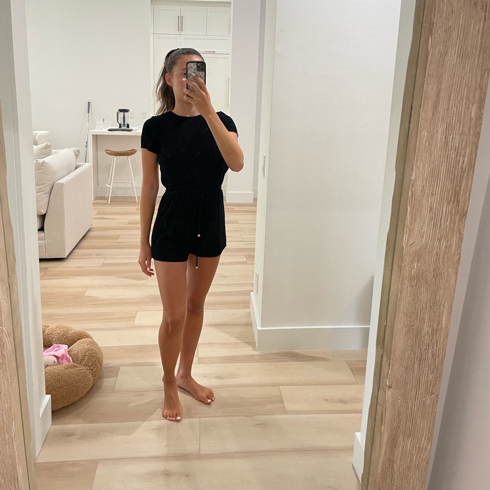 Revolve Superdown Laney Drawstring Romper In Black - image 1